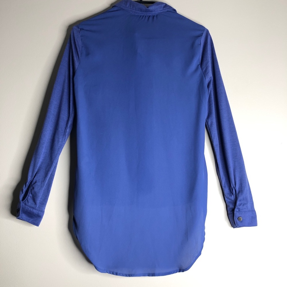 Rewind Blue Button Down Blouse Xs - image 2